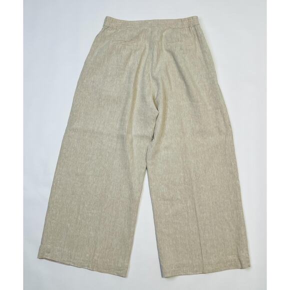 Sovere Pants Womens Medium Beige Linen Wide Leg Pleated High Rise Relaxed Fit - Picture 2 of 9